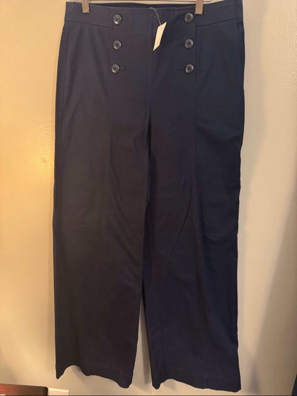 Women’s Navy Button-Front Sailor Wide Leg Pants